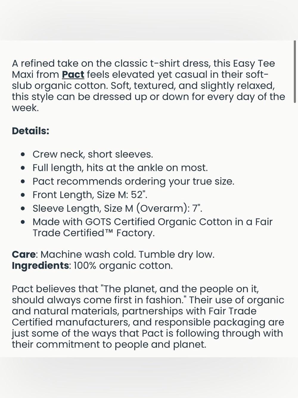 Pact Soft-Slub Essential Easy Tee Maxi Dress - Picture 3 of 8